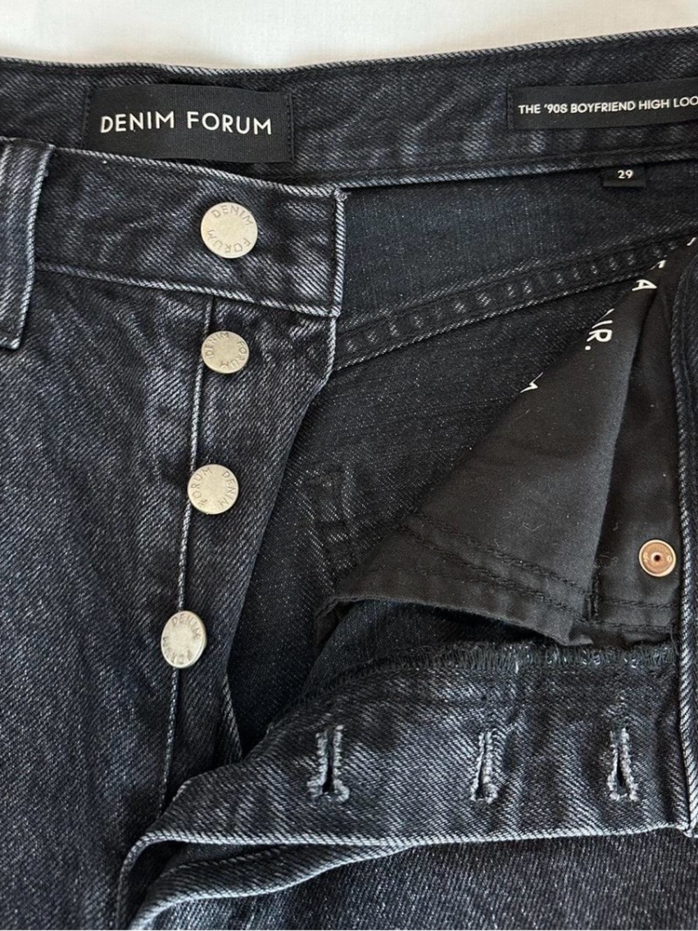 Denim Forum women’s Black Relaxed Button-Fly Jeans